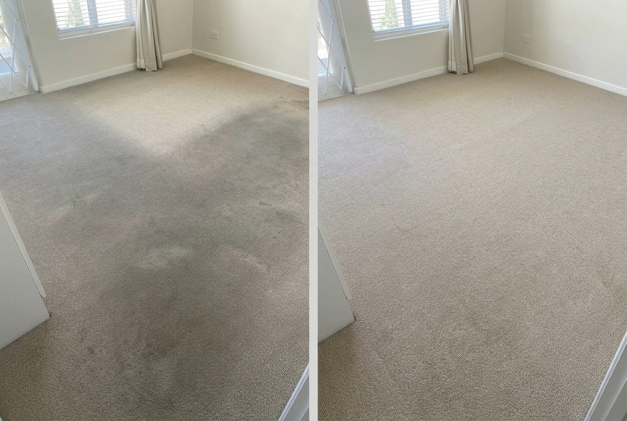 Heavily soiled bedroom carpet brought back to life — Rondebosch.